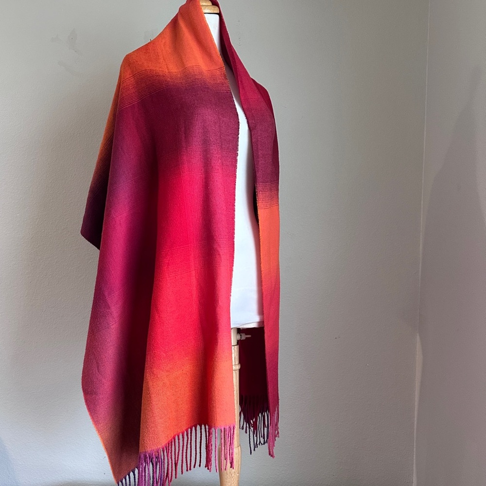 Ombre Red Orange Purple Shawl Wrap Scarf / Warm Furniture Throw